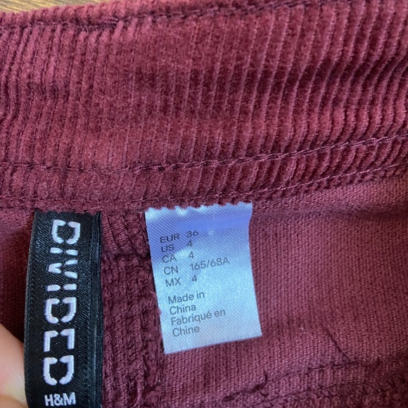 H&M Burgundy Corduroy Mini Skirt - Picture 3 of 3